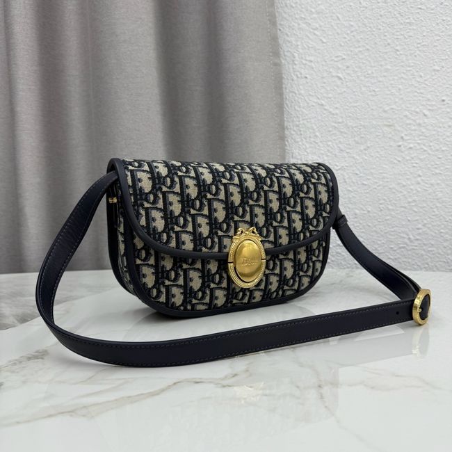 Medium Dior Medaillon Flap Bag Blue Dior Oblique Jacquard M3922Q