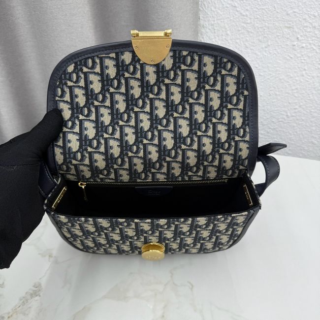 Medium Dior Medaillon Flap Bag Blue Dior Oblique Jacquard M3922Q