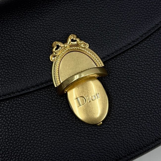 Medium Dior Medaillon Flap Bag Grained Calfskin M3920QD black Medium Dior Medaillon Flap Bag Grained Calfskin M3920QD black