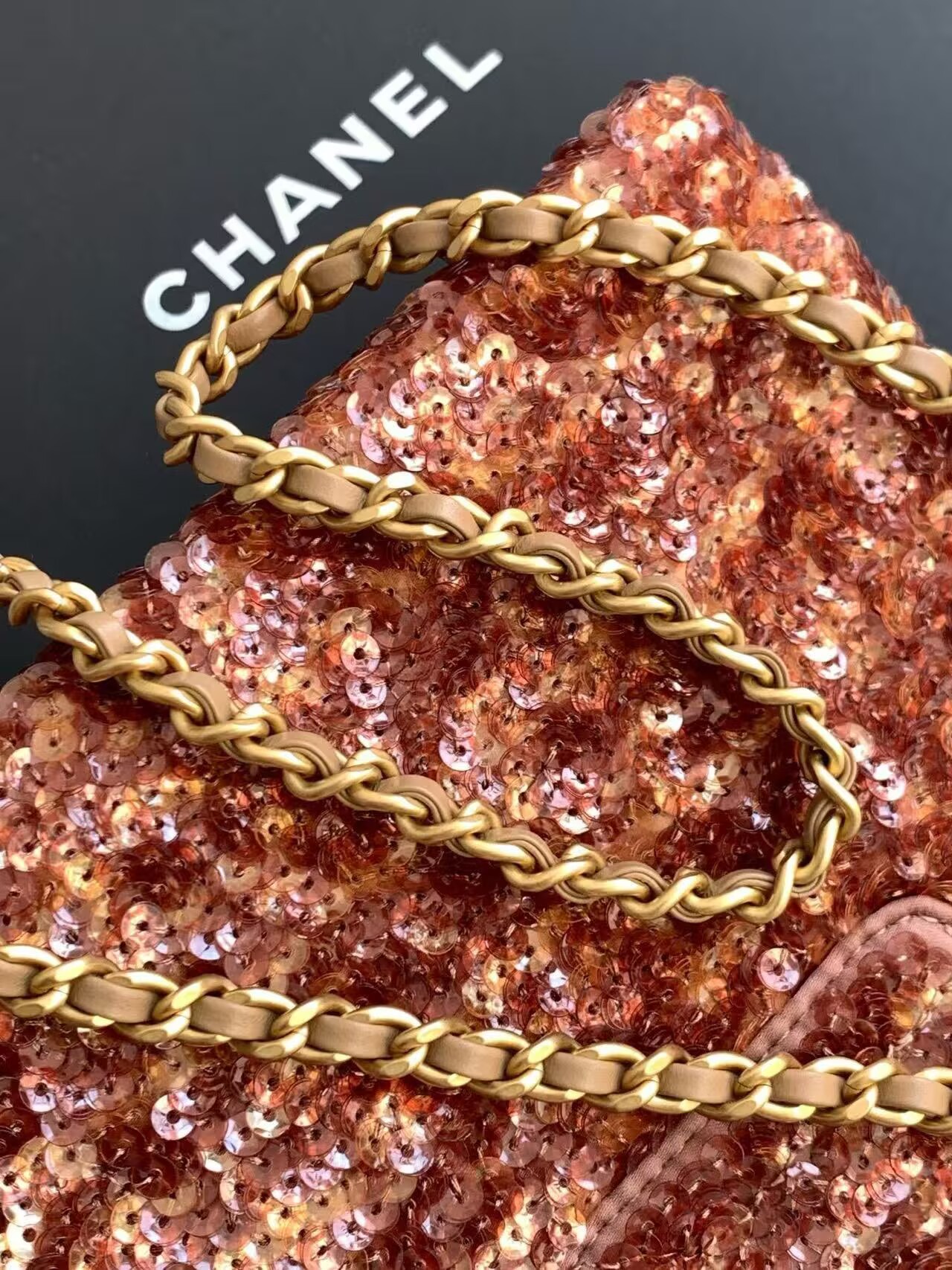 CHANEL Mini Shopping Bag Sequin Kelly Handle Bag AS4416 Brown CHANEL Mini Shopping Bag Sequin Kelly Handle Bag AS4416 Brown