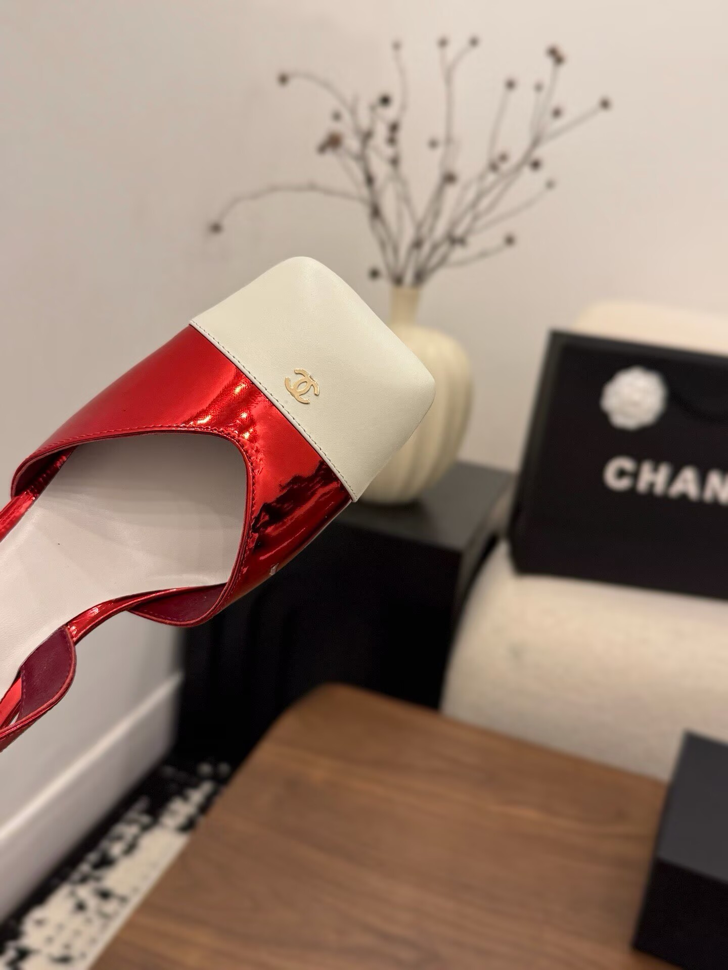 Chanel Pumps Lambskin heel G47189 White&Red Chanel Pumps Lambskin heel G47189 White&Red