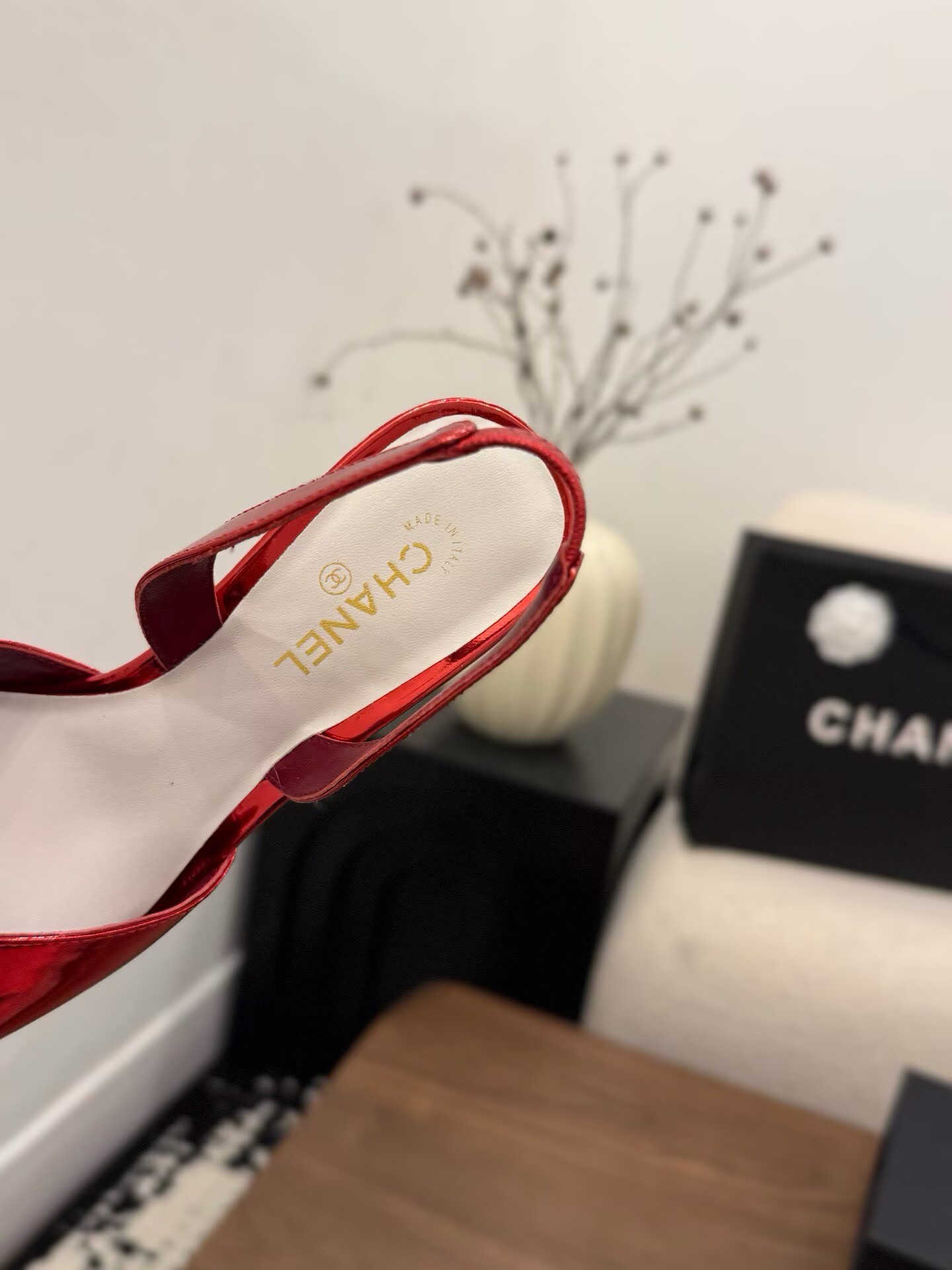 Chanel Pumps Lambskin heel G47189 White&Red Chanel Pumps Lambskin heel G47189 White&Red
