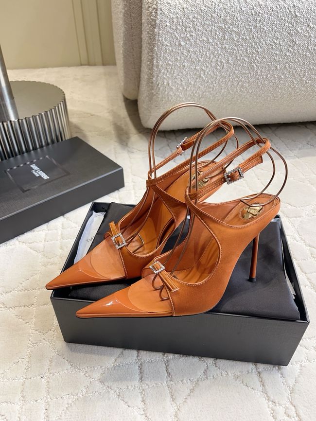 Saint Laurent in satin crepe and rhinestones Heel 10.5CM 69021-3 Saint Laurent in satin crepe and rhinestones Heel 10.5CM 69021-3