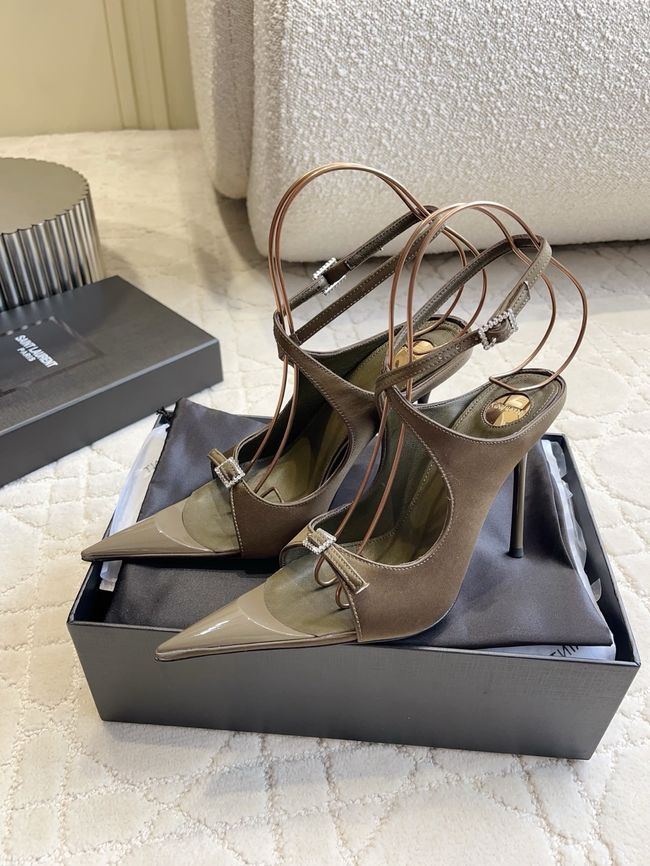 Saint Laurent in satin crepe and rhinestones Heel 10.5CM 69021-5 Saint Laurent in satin crepe and rhinestones Heel 10.5CM 69021-5