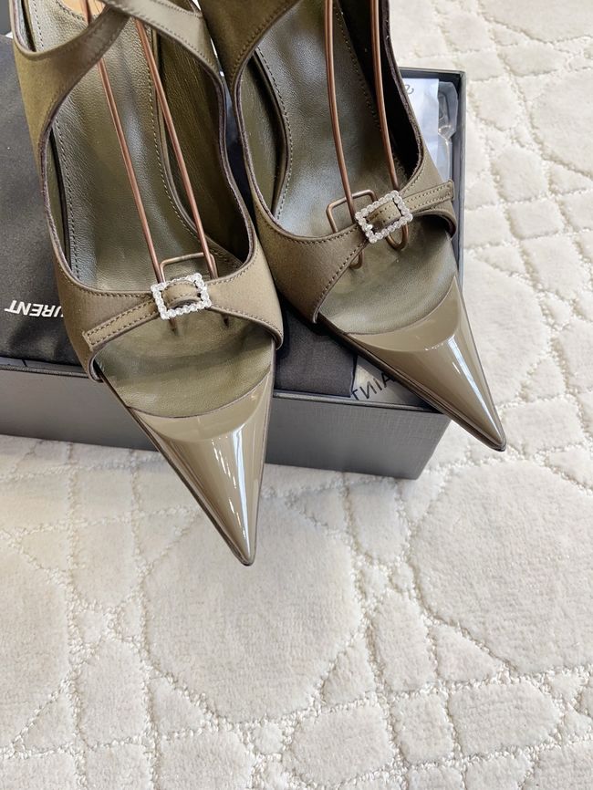 Saint Laurent in satin crepe and rhinestones Heel 10.5CM 69021-5 Saint Laurent in satin crepe and rhinestones Heel 10.5CM 69021-5