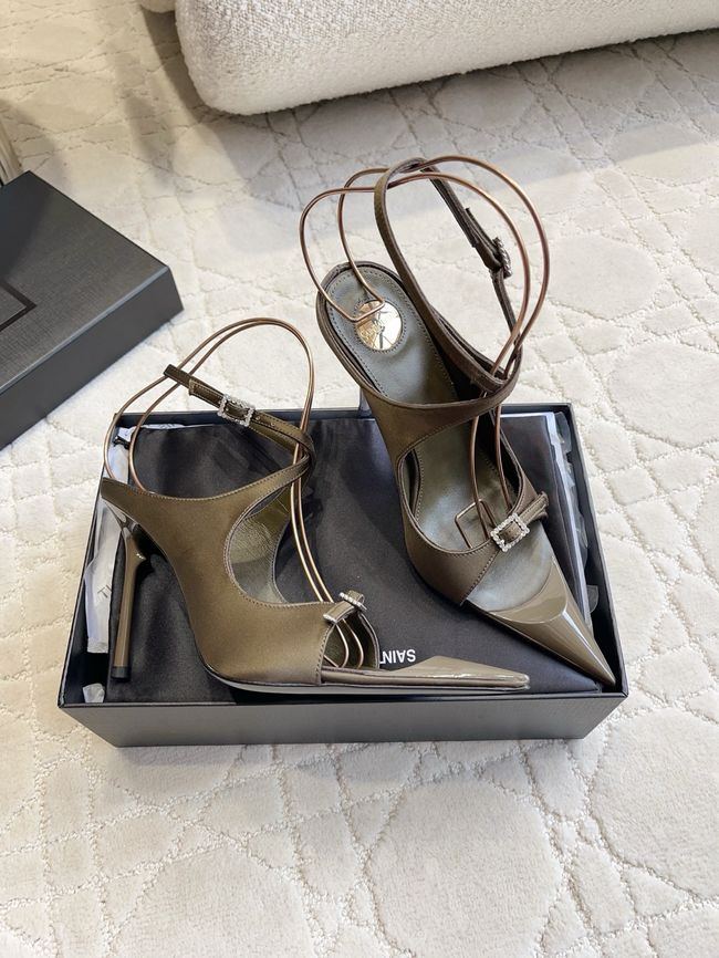 Saint Laurent in satin crepe and rhinestones Heel 10.5CM 69021-5 Saint Laurent in satin crepe and rhinestones Heel 10.5CM 69021-5