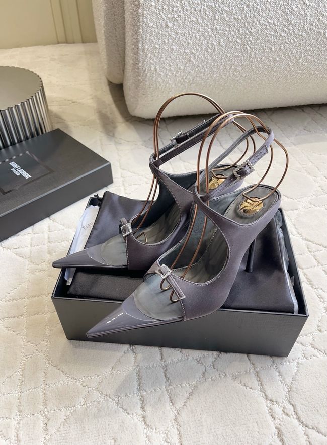 Saint Laurent in satin crepe and rhinestones Heel 10.5CM 69021-6 Saint Laurent in satin crepe and rhinestones Heel 10.5CM 69021-6