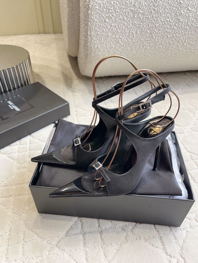 Saint Laurent in satin crepe and rhinestones Heel 10.5CM 69021-7 Saint Laurent in satin crepe and rhinestones Heel 10.5CM 69021-7