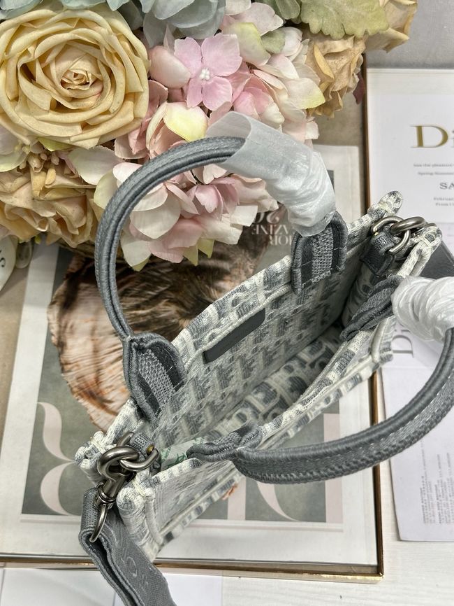 Mini Dior Book Tote with Strap Embroidery M1403PE light gray Mini Dior Book Tote with Strap Embroidery M1403PE light gray