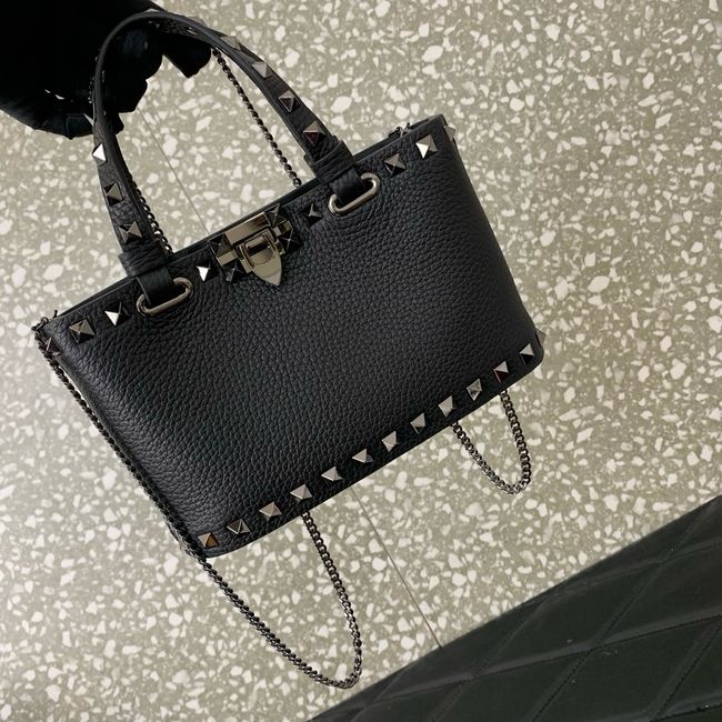 VALENTINO ROCKSTUD mini grained calfskin bag SHI16 black VALENTINO ROCKSTUD mini grained calfskin bag SHI16 black