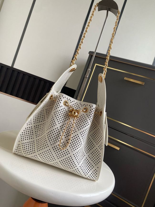 CHANEL 25 Small Handbag Perforated Calfskin AS5293 Ivory CHANEL 25 Small Handbag Perforated Calfskin AS5293 Ivory