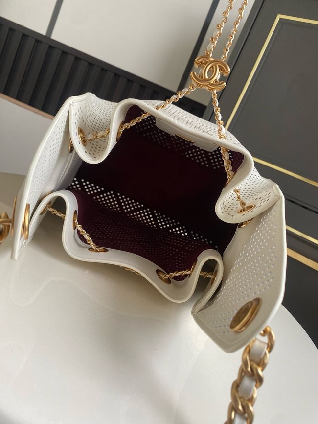 CHANEL 25 Small Handbag Perforated Calfskin AS5293 Ivory CHANEL 25 Small Handbag Perforated Calfskin AS5293 Ivory