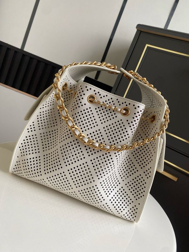 CHANEL 25 Small Handbag Perforated Calfskin AS5293 Ivory CHANEL 25 Small Handbag Perforated Calfskin AS5293 Ivory