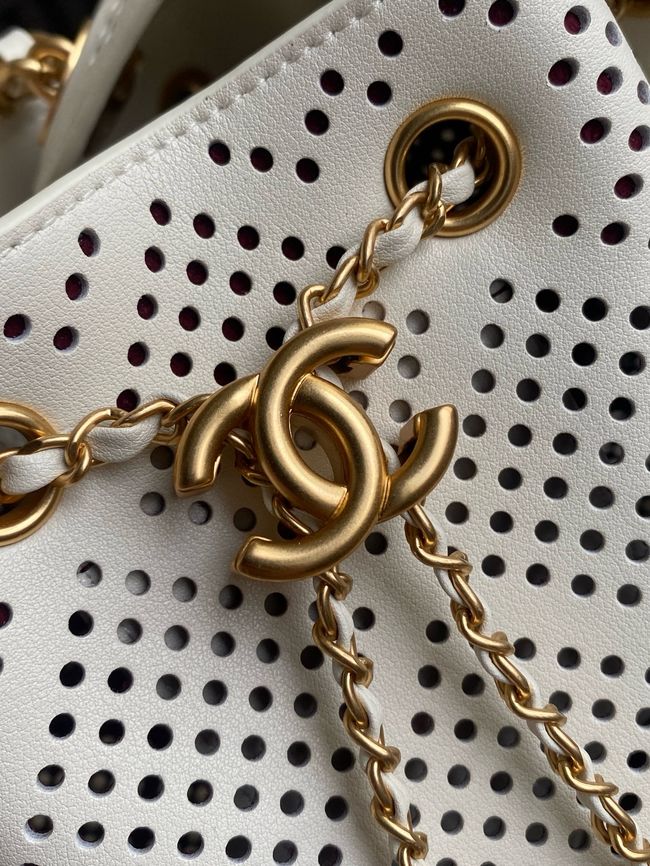 CHANEL 25 Small Handbag Perforated Calfskin AS5293 Ivory CHANEL 25 Small Handbag Perforated Calfskin AS5293 Ivory