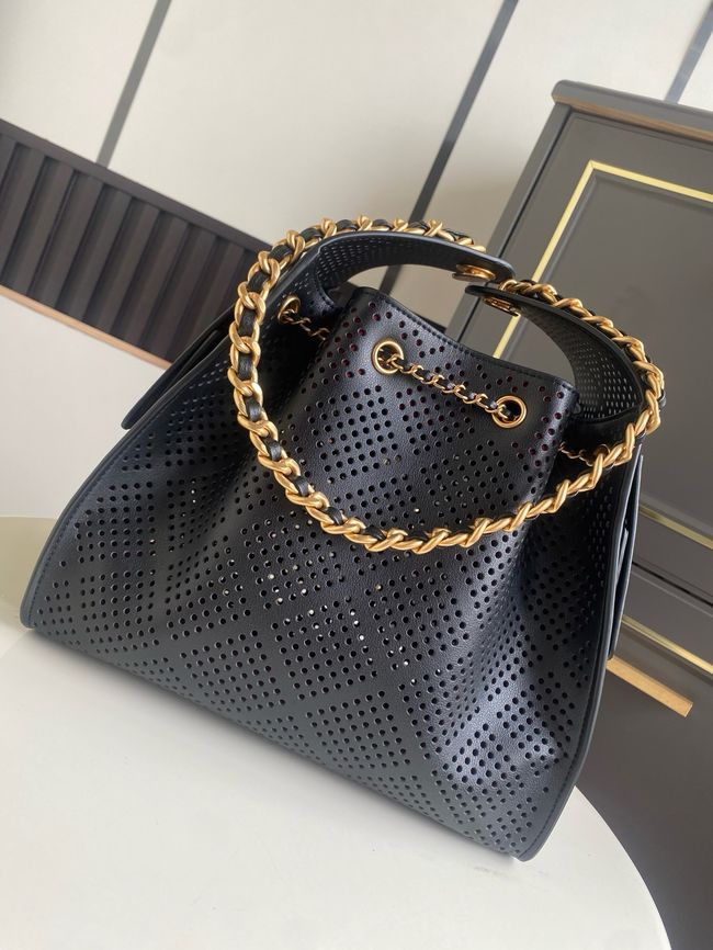 CHANEL 25 Small Handbag Perforated Calfskin AS5293 black CHANEL 25 Small Handbag Perforated Calfskin AS5293 black