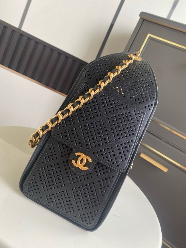 CHANEL 25 Small Handbag Perforated Calfskin AS5293 black CHANEL 25 Small Handbag Perforated Calfskin AS5293 black