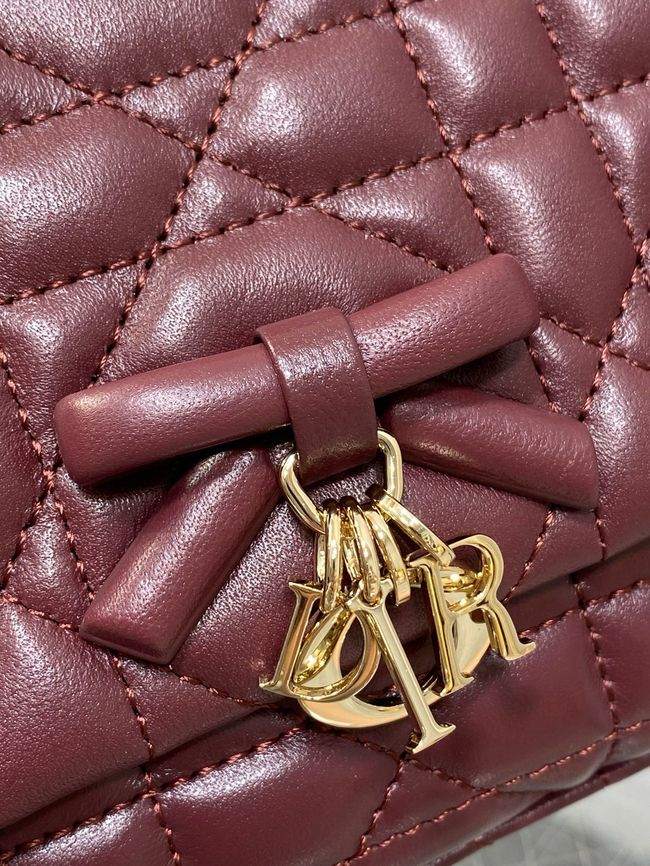 My Dior Mini Bag Cannage patent leather S0985PU burgundy&Golden chain My Dior Mini Bag Cannage patent leather S0985PU burgundy&Golden chain