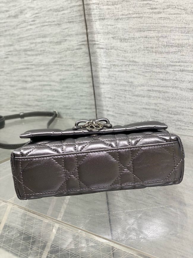 My Dior Mini Bag Cannage patent leather S0985PU silver gray&silver chain My Dior Mini Bag Cannage patent leather S0985PU silver gray&silver chain