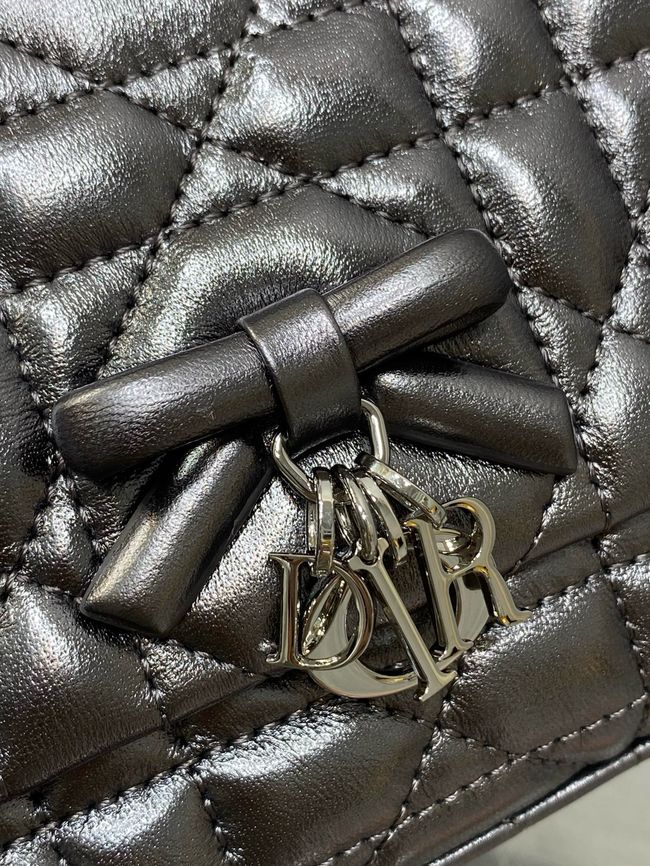 My Dior Mini Bag Cannage patent leather S0985PU silver gray&silver chain My Dior Mini Bag Cannage patent leather S0985PU silver gray&silver chain