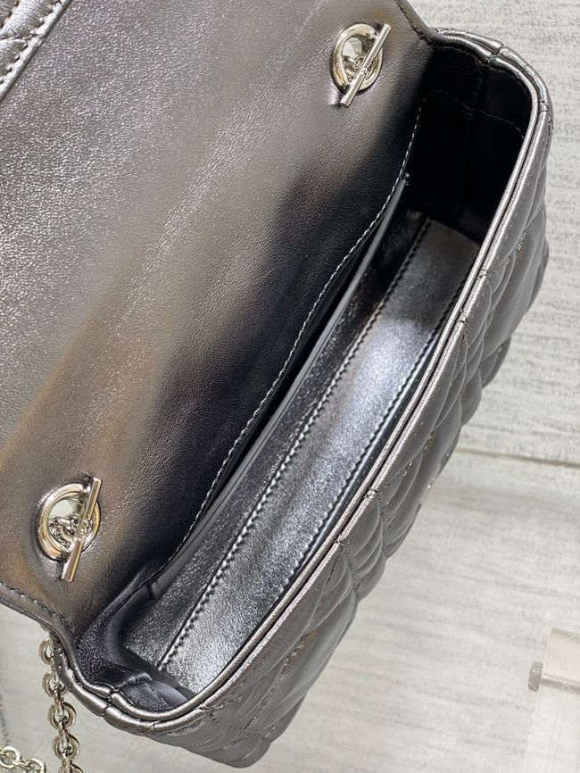 My Dior Mini Bag Cannage patent leather S0985PU silver gray&silver chain My Dior Mini Bag Cannage patent leather S0985PU silver gray&silver chain