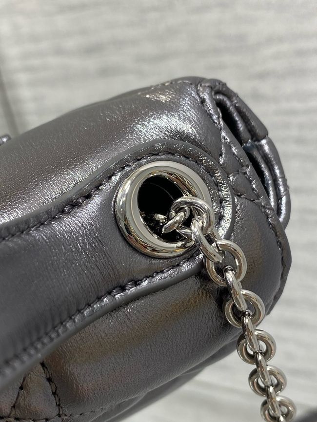 My Dior Mini Bag Cannage patent leather S0985PU silver gray&silver chain My Dior Mini Bag Cannage patent leather S0985PU silver gray&silver chain