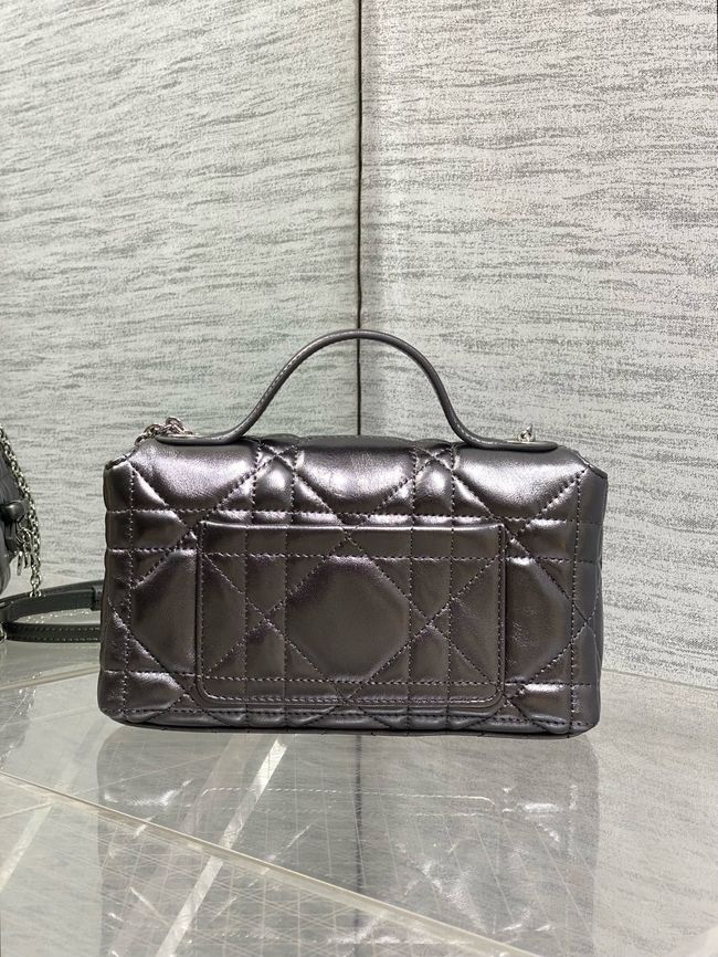 My Dior Mini Bag Cannage patent leather S0985PU silver gray&silver chain My Dior Mini Bag Cannage patent leather S0985PU silver gray&silver chain
