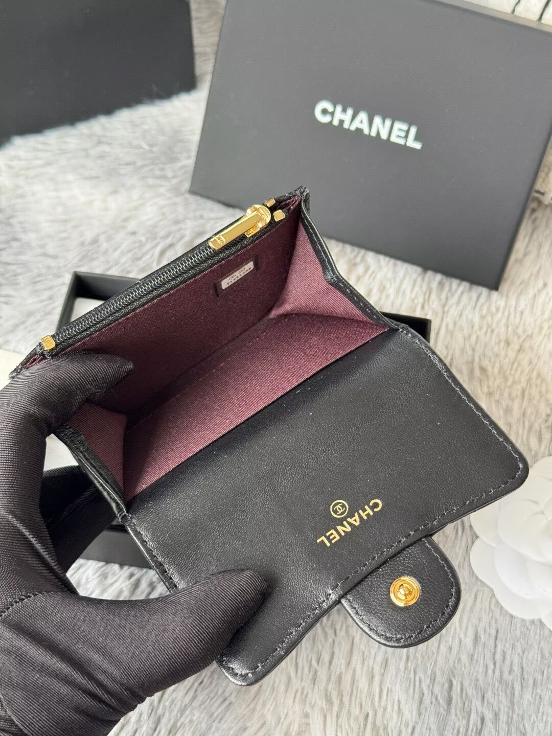 Chanel Original Leather Zipper Wallet 0219 Black Chanel Original Leather Zipper Wallet 0219 Black