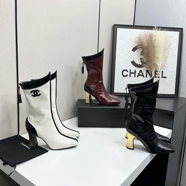 Chanel Mid-Calf Boots Shiny Calfskin 64176-1 Chanel Mid-Calf Boots Shiny Calfskin 64176-1
