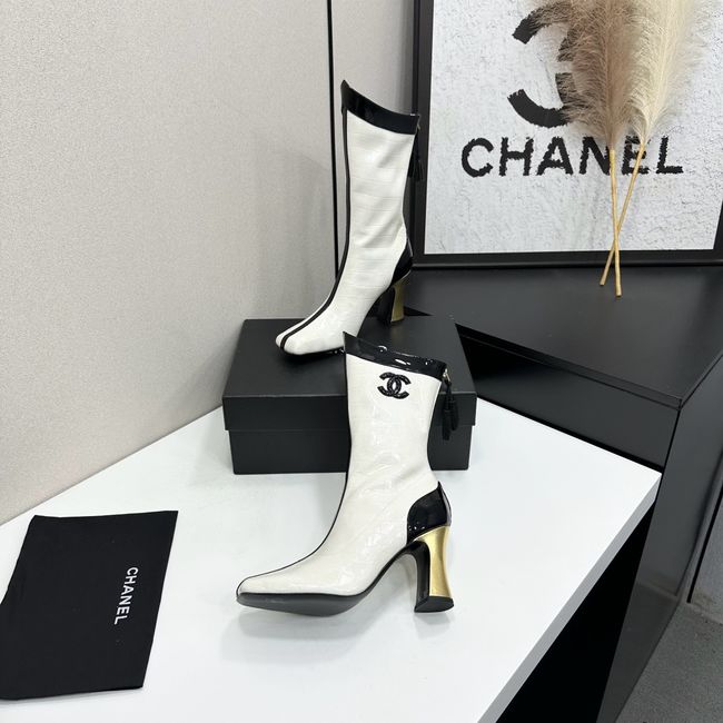Chanel Mid-Calf Boots Shiny Calfskin 64176-3 Chanel Mid-Calf Boots Shiny Calfskin 64176-3