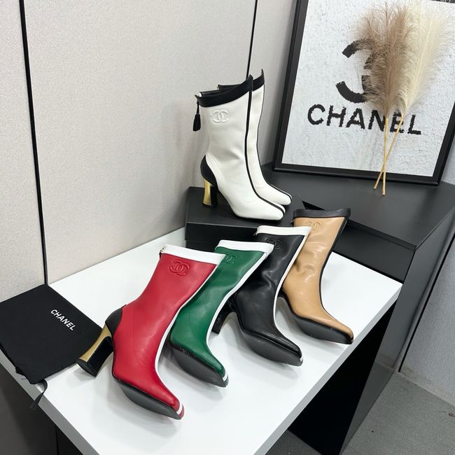 Chanel Mid-Calf Boots Shiny Calfskin 64176-3 Chanel Mid-Calf Boots Shiny Calfskin 64176-3
