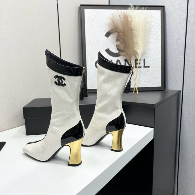 Chanel Mid-Calf Boots Shiny Calfskin 64176-3 Chanel Mid-Calf Boots Shiny Calfskin 64176-3