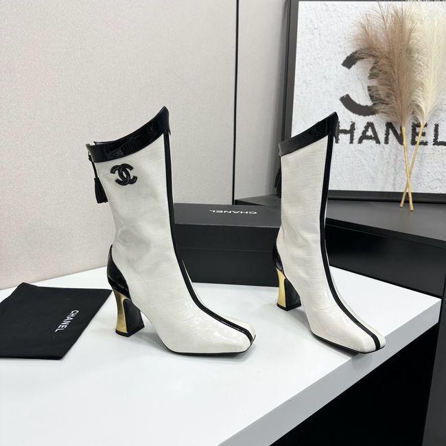 Chanel Mid-Calf Boots Shiny Calfskin 64176-3 Chanel Mid-Calf Boots Shiny Calfskin 64176-3