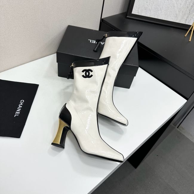Chanel Mid-Calf Boots Shiny Calfskin 64176-3 Chanel Mid-Calf Boots Shiny Calfskin 64176-3