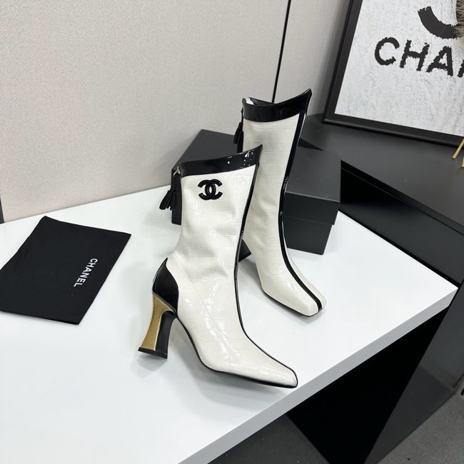 Chanel Mid-Calf Boots Shiny Calfskin 64176-3 Chanel Mid-Calf Boots Shiny Calfskin 64176-3