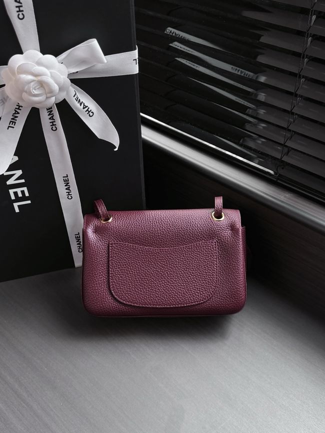 Chanel Mini Flap Bag AS6573 Purple-red&gold-Tone Metal Chanel Mini Flap Bag AS6573 Purple-red&gold-Tone Metal