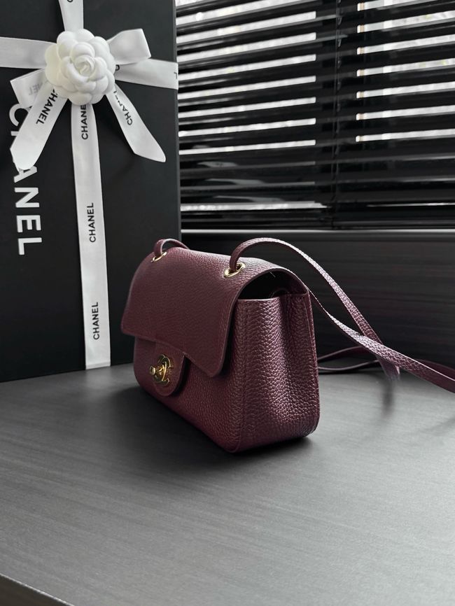 Chanel Mini Flap Bag AS6573 Purple-red&gold-Tone Metal Chanel Mini Flap Bag AS6573 Purple-red&gold-Tone Metal