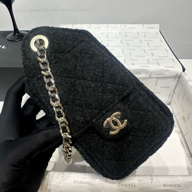 CHANEL 25 Mini Handbag Felt AS5631 Dark Gray CHANEL 25 Mini Handbag Felt AS5631 Dark Gray
