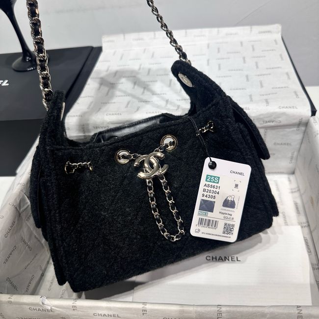 CHANEL 25 Mini Handbag Felt  AS5631 Dark Gray