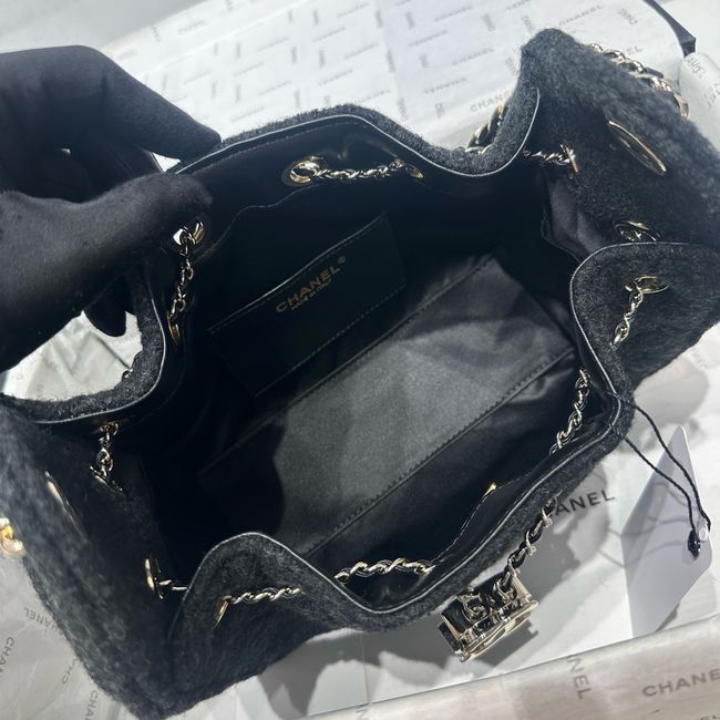 CHANEL 25 Mini Handbag Felt AS5631 Dark Gray CHANEL 25 Mini Handbag Felt AS5631 Dark Gray