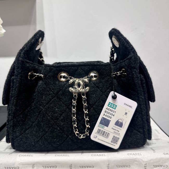 CHANEL 25 Mini Handbag Felt AS5631 Dark Gray CHANEL 25 Mini Handbag Felt AS5631 Dark Gray