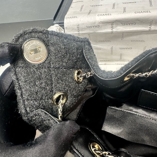 CHANEL 25 Mini Handbag Felt AS5631 Dark Gray CHANEL 25 Mini Handbag Felt AS5631 Dark Gray