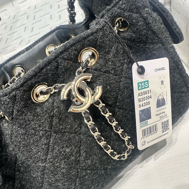 CHANEL 25 Mini Handbag Felt AS5631 Dark Gray CHANEL 25 Mini Handbag Felt AS5631 Dark Gray