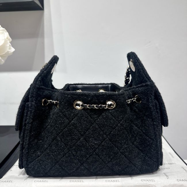 CHANEL 25 Mini Handbag Felt AS5631 Dark Gray CHANEL 25 Mini Handbag Felt AS5631 Dark Gray