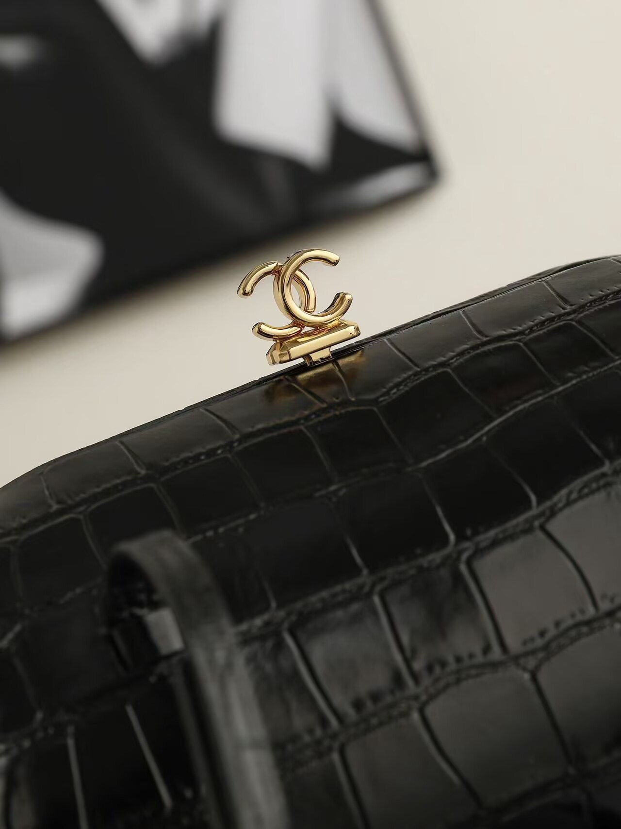 Chanel Clutch With Leather Strap Crocodile Embossed Calfskin & Gold-Tone Metal Black AP5360 Chanel Clutch With Leather Strap Crocodile Embossed Calfskin & Gold-Tone Metal Black AP5360