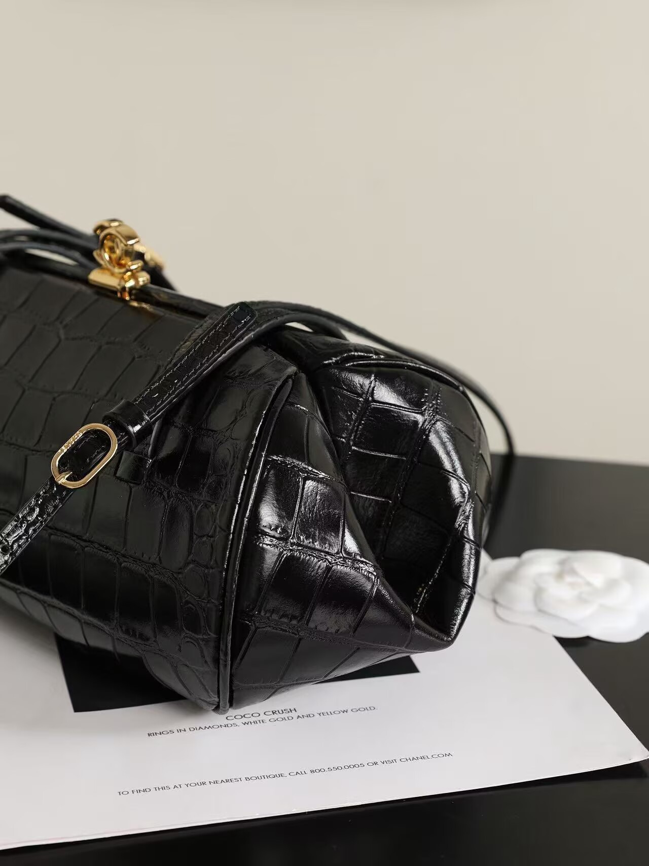 Chanel Clutch With Leather Strap Crocodile Embossed Calfskin & Gold-Tone Metal Black AP5360 Chanel Clutch With Leather Strap Crocodile Embossed Calfskin & Gold-Tone Metal Black AP5360