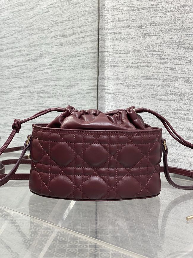 Dior Adiorable Mini Bucket Bag Cannage Lambskin S2426 burgundy Dior Adiorable Mini Bucket Bag Cannage Lambskin S2426 burgundy