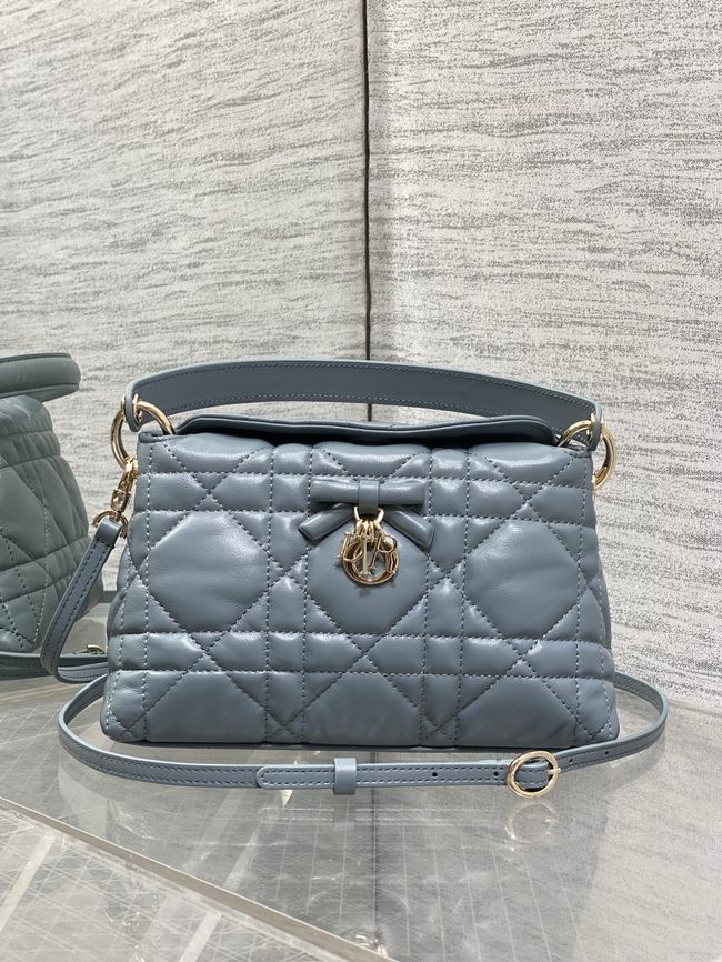 Dior Adiorable Top Handle Mini Bag Macrocannage Lambskin S1713OGY blue gray