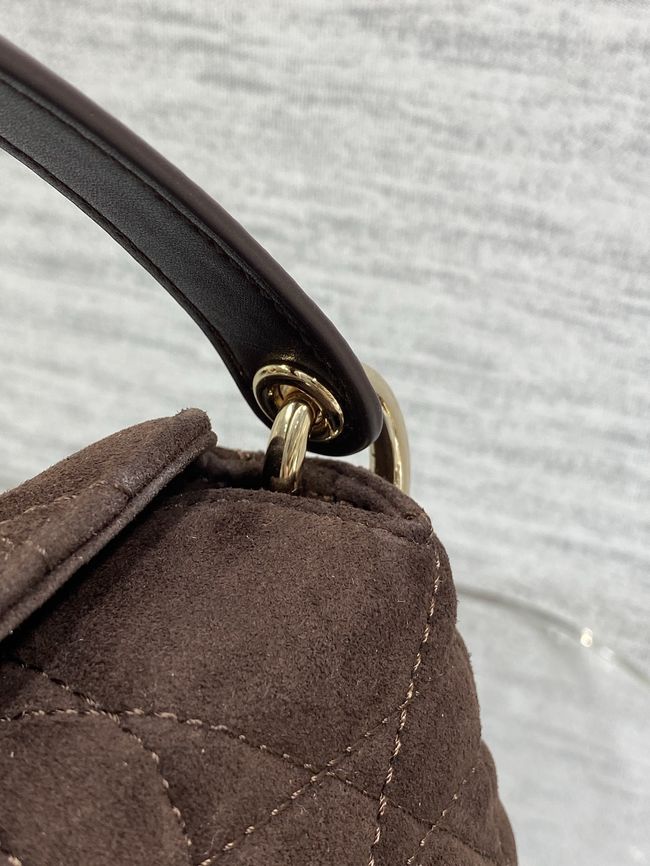 Dior Adiorable Top Handle Mini Bag Macrocannage Suede S1713OGY dark brown Dior Adiorable Top Handle Mini Bag Macrocannage Suede S1713OGY dark brown