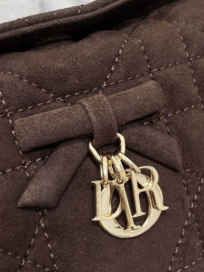 Dior Adiorable Top Handle Mini Bag Macrocannage Suede S1713OGY dark brown Dior Adiorable Top Handle Mini Bag Macrocannage Suede S1713OGY dark brown