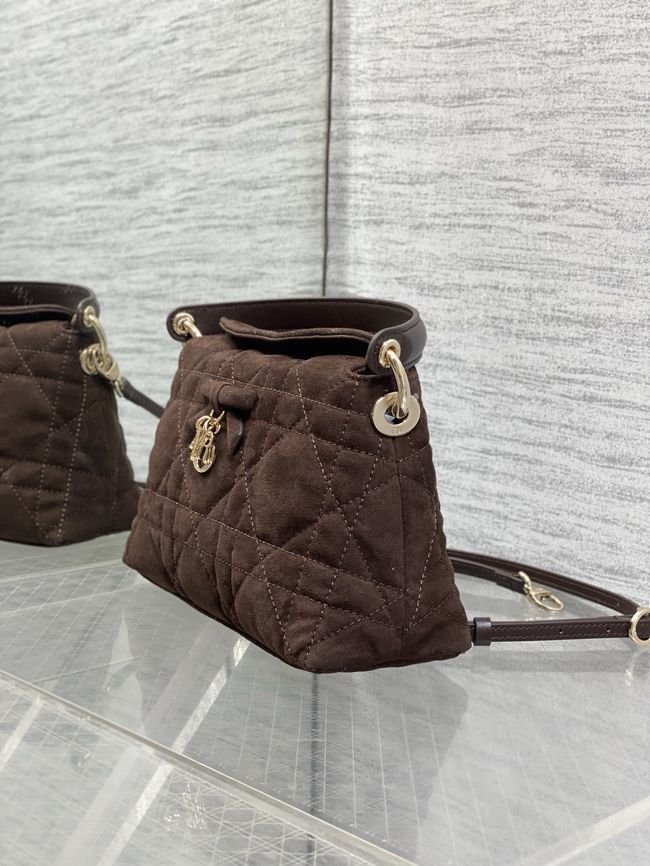 Dior Adiorable Top Handle Mini Bag Macrocannage Suede S1713OGY dark brown Dior Adiorable Top Handle Mini Bag Macrocannage Suede S1713OGY dark brown
